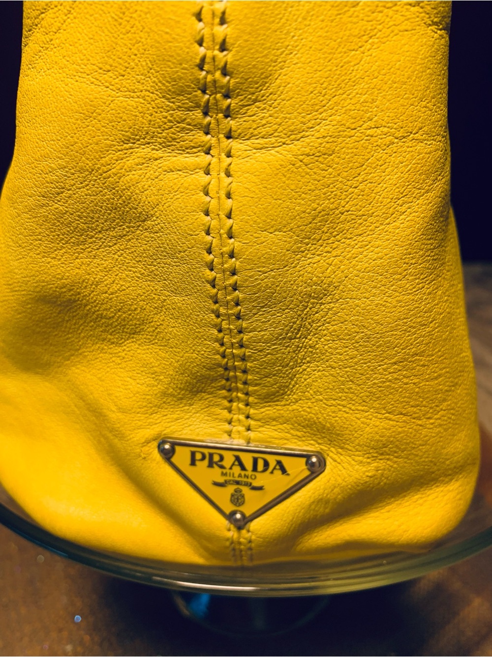 Prada Yellow Soft Leather Adjustable Shoulder Handbag Legitgrails COA paperwork. - Picture 6 of 11